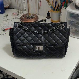 Black Faux Leather Crossbody Bag
